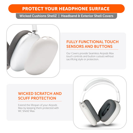 WC ShellZ Max – Protective Earphone Case for Airpods Max, manufactured by Wicked Cushions | Made of high-quality silicone | (Formerly known as WC ProtectZ) | Beige