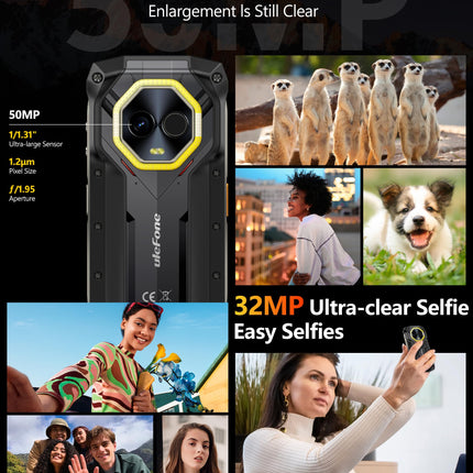 Ulefone Armor Mini 20T Pro 5G Outdoor Smartphone Unlocked, 4.7'' Thermal Imaging Camera Android 14 16GB+256GB 50MP+32MP 6200mAh 33W IP68/IP69K Outdoor Smartphone Unlocked 5G Dual SIM/NFC/GPS
