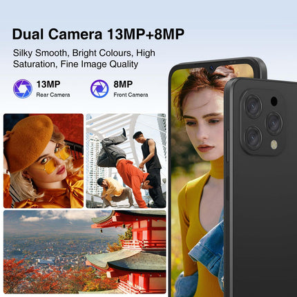 DOOGEE N55 Pro (16GB+256GB) Android 14 nutitelefon ilma lepinguta 6.56" HD+ 90Hz mobiiltelefon soodne, 5180mAh 13MP+8MP kaamera Octa Core Dual SIM 4G SIM-kaardivabad mobiiltelefonid Näotuvastus/OTG/GPS/Widevine L1 2024