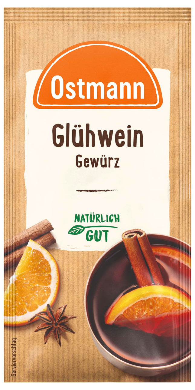 Ostmann Gewürze – hõõgveinivürts, vürtsisegu hõõgveinile, punšile, Feuerzangenbowle'ile ja laste punšile, ideaalne talveks ja jõuludeks, vegan, 12 g (1 pakk)