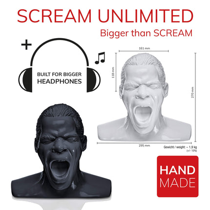 Oehlbach Scream Unlimited - legendaarse Oehlbachi pea kujuline kõrvaklappide alus - optimaalne hoiustamine suurematele kõrvaklappidele. Käsitöö - must