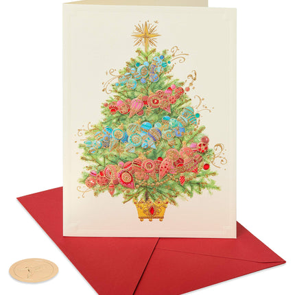 Papyrus Christmas Cards in Box with Envelopes, Peace and Happiness, Christmas Tree (12 pieces)