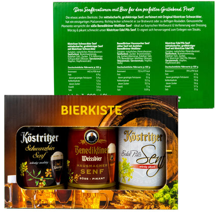 Altenburger Original õllekast - kolm õllega maitsestatud sinepit kinkekomplektina (3 tk), kinkekarp meestele ja naistele