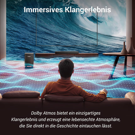 TONOR 2.1 teleri heliriba Dolby Atmosega, 5.3 Bluetooth-heliriba subwooferiga telerile, 3 ekvalaiseri režiimi/BASSMX/ruumilise heli kõlarid telerile/arvutile, kodukino helisüsteem, HDMI ARC/optiline/AUX/USB