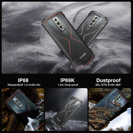 DOOGEE Blade 10 PRO [2024] Outdoor Smartphone Ohne Vertrag Android 14, 16GB+256GB(2TB) Outdoor Handy, 6.56'' HD+, 50MP+8MP Kamera 5150mAh Baustellenhandy, 3 Card Slot/IP68/69K/NFC/Face ID/OTG