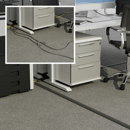 D-Line CC-2 Floor Cable Duct Trip Protection, Floor Cable Protector - 1.8-meter length - Cable cavity = 17mm (W) x 9mm (H) - Gray