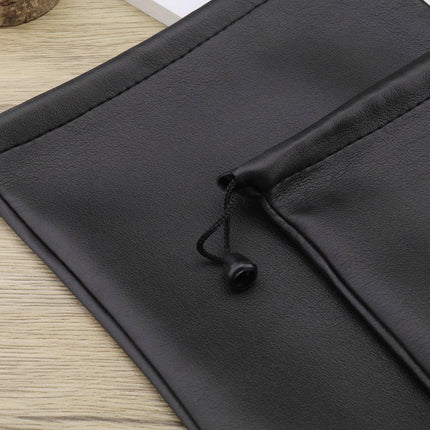 SG Store Headphone Storage Bag, Headset Drawstring PU Leather Earphone Carrying Case, Waterproof Lightweight, 22 x 20 cm, Black, 2 Pack