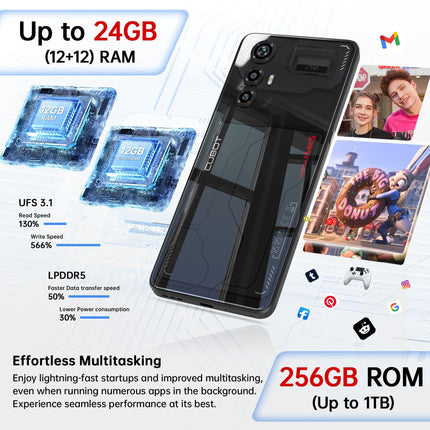 CUBOT MAX 5 (2024) 5G mobiiltelefon ilma lepinguta - 24GB+256GB nutitelefon ilma lepinguta, 6,95" FHD+ (144Hz) mängutelefon, 100MP kaamera, 5100mAh/33W, kahe SIM-kaardiga 5G/Android 14/NFC/Face ID/BT5.3/WiFi 6