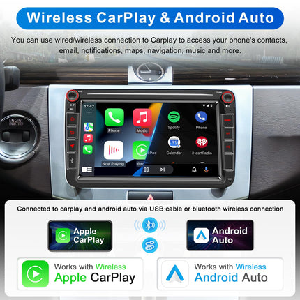 Android autoraadio navigatsiooniekraaniga VW Golf 5 6-kohalisele Passat Sharanile Tiguanile, juhtmevaba Android Auto 8-tuumaline 4G+64G Golfi raadio Carplayga, 8-tolline VW Polo T5 Caddy raadio Bluetooth RDS FM GPS DAB+ WiFi