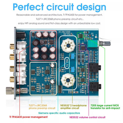 Douk Audio Mini 5654 Phono eelvõimendi kodune stereoheli eelvõimendi kõrvaklappide võimendi (T4 PRO)