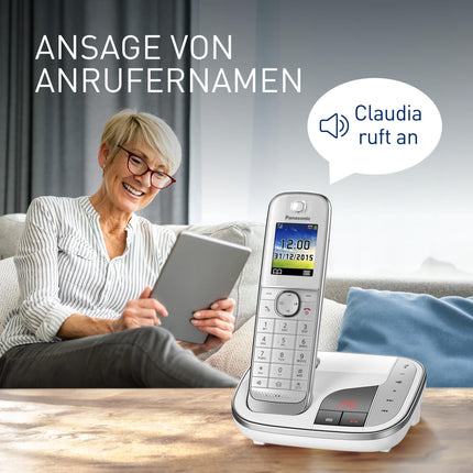 Panasonic KX-TGJ320GW Cordless Phone with Answering Machine, Hands-Free, Color LCD, DECT Security, Low Radiation, Long-Lasting Battery, Black