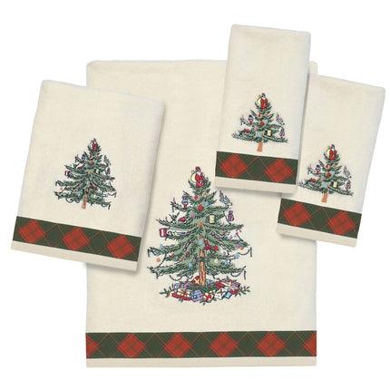 Avanti Linens Spode rätik, jõulupuu, tartan kollektsioon, elevandiluu