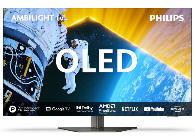 Philips Ambilight 65OLED809 4K OLED Smart TV - 65-inch display with P5 AI Perfect Picture, Ultra HD Google TV, Dolby Vision and Dolby Atmos sound - Works with Alexa and Google Voice Assistant