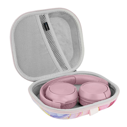 Geekria NOVA On-Ear Headphone Case Compatible with JBL Tune 510BT, 570BT, 520BT, 670NC, 560BT, Replacement Hard Shell Travel Carrying Case with Cable Storage (Pink Marble)