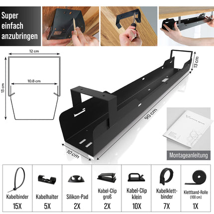 Ultimate Setup® kaablirenniga laud parimaks kaablihalduseks – peida kaablid lihtsalt laua kaablirenni sisse (must)