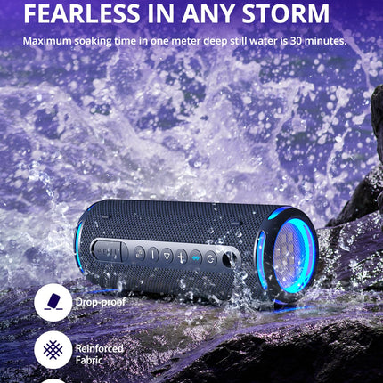 Tronsmart T7 Lite Bluetooth Speaker with Dual Drivers, Powerful Bass, 24W Wireless Portable Speaker with LED Light, IPX7 Waterproof, Stereo Sound, 24h Playtime, Music Box for Parties, Outdoors