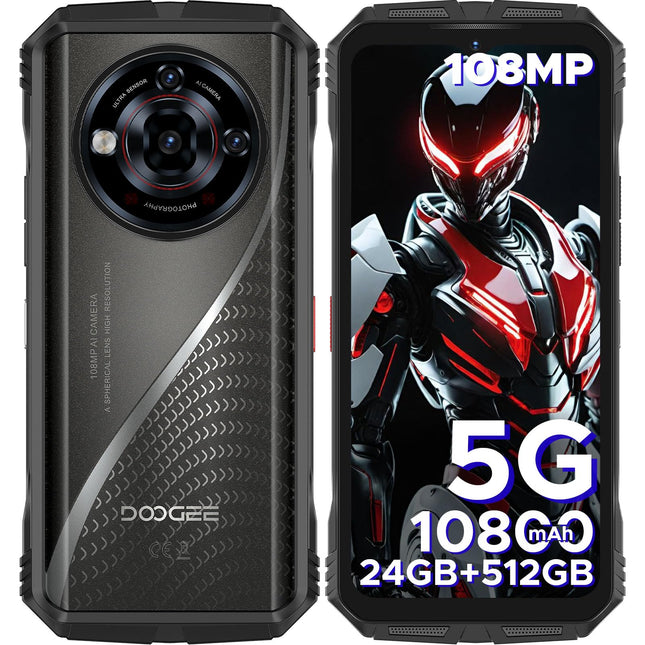 DOOGEE S118 PRO Outdoor Handy 5G, Dimensity 7050, 24GB +512GB,10800mAh/33W, 108MP+20MP Nachtsicht Outdoor Smartphone Ohne Vertrag android 14, 6.6”FHD+ 120Hz, Baustellenhandy,5G Dual SIM/WiFi 6/NFC/OTG