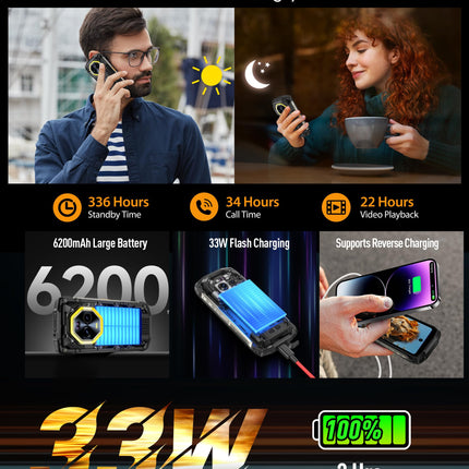 Ulefone Armor Mini 20 Pro Outdoor Mobile Phone 5G, 16GB + 256GB/2TB Outdoor Smartphone, 50MP + 32MP Camera Android 14 Rugged Smartphone, 6200mAh Battery, 4.7 Inch HD+ IP68 Smartphone, OTG/NFC/GPS Black