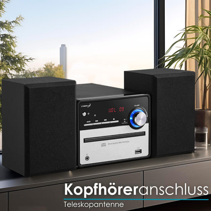 Retro HiFi music system | Stereo system | Compact system | USB | Line out | CD/MP3 | FM radio | 30 memory locations | LED display | Mini HiFi system | Stereo system with speakers |