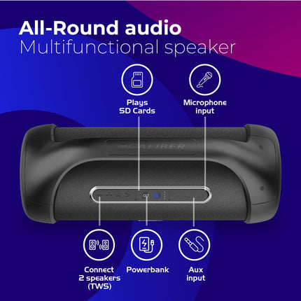 Caliber Statement - Bluetooth® speaker with extra bass AUX USB RGB LEDs Accu (HPG640BT), Black