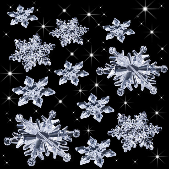 45 Pieces Crystal Snowflake Ornaments Clear Acrylic Snowflake Christmas Christmas Tree Hanging Pendants for Winter Theme Party Supplies
