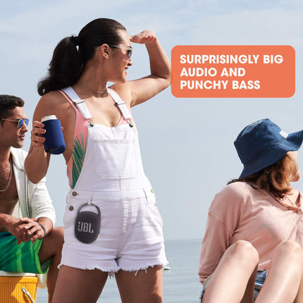 JBL CLIP 4 Bluetooth Speaker - Black – Waterproof, portable music box with practical carabiner – Up to 10 hours of wireless music streaming