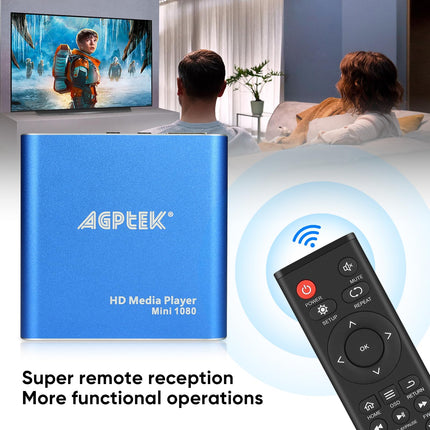 MYPIN Mini 1080P Full HD digitaalne meediapleier kaugjuhtimispuldiga