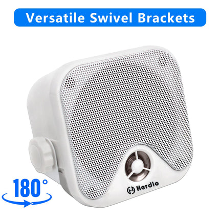 Herdio 4-tollised Bluetooth 100-vatised veekindlad merestereo kõlarid paadile, ATV-le, UTV-le, raskeveokitele ja mootorsõidukitele (valge)
