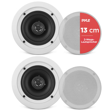 Pyle Ceiling Speaker, 150W Ceiling Speaker, Flat &amp; Round Wall Speaker, 13.3cm Ceiling Speaker, 2-Way Speaker, 80 Hz - 20 kHz Frequency Response, for Office, Kitchen, Living Room, Home Theater
