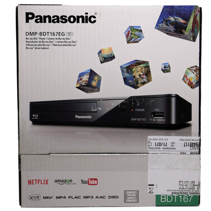 Panasonic DMP-BDT167EG kompaktne 3D Blu-ray mängija (Full HD ülesskaleerimine, internetirakendused, LAN-ühendus, USB, MKV taasesitus) must