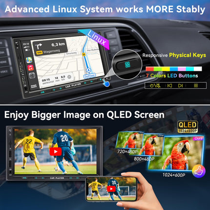 URVOLAX 2Din autoraadio ekraaniga, topelt-Din DAB+, 7-tolline juhtmevaba CarPlay koos Apple Android Auto Car Playga, digitaalne meediavastuvõtja, HD puutetundlik ekraan, navigatsioon, Bluetooth 5.0 FM, Siri, Google Assist