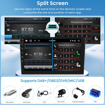 2G+64G Android autoraadio 2 DIN VW Magotan/CC Passat B7/B6 2010-2015 koos Apple Carplay, Android Auto Navi, GPS, WIFI, 10,1-tolline autoraadio peegliühendusega, Bluetooth, FM/RDS, DAB/OBD/DVR/SWC tahavaatekaamera