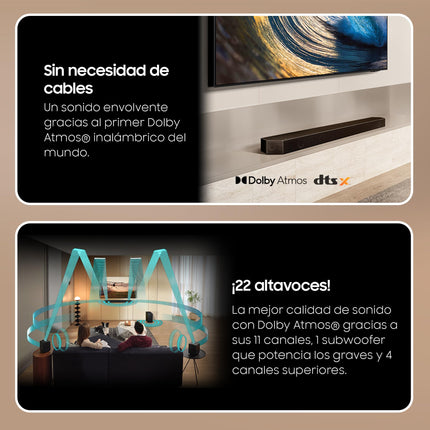 Samsung Soundbar HW-Q990D/ZF - Dolby Atmos Wireless, Q-Symphony, 11.1.4 channels, SpaceFit Sound Pro and compatible with voice assistants