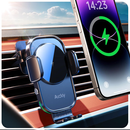 Auckly 15W autotelefoni hoidik laadimisfunktsiooniga, [270° automaatne kinnitus], Qi induktiivne laadimisjaam auto juhtmevaba laadija, autolaadija iPhone 12 13 14 15 16 seeriale ja Samsungile, kiirlaadimine