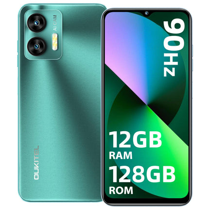 OUKITEL C36 Mobile Phone Without Contract, 12GB+128GB/1TB expandable, 5150mAh 6.56" HD+ Display Android 14 cheap smartphone 4G, Octa Core Processor, 13MP Panorama Camera, Dual SIM 3 Slots, Wi-Fi