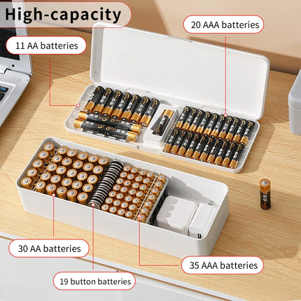 Battery organizer with built-in tester, can hold 115 batteries (AA, AAA and button cell batteries) to ensure reliable organization (batteries not included)