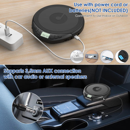 Gueray CD Player Portable CD Player Children Portable CD Player for Car Discman with Headphones LCD Display Support ASP PROG Memory Function Repeat Function Sound Effect