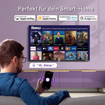 RCA TV 43 inches (108 cm), UHD 4K Smart TV with Wi-Fi, Triple Tuner (DVB-C/S/S2/T/T2), HDR10 HLG, RK43UN1, 2024 (only for Germany)