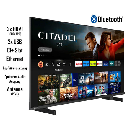 Toshiba 50QF5D63DA 50-tolline QLED-teler/Fire TV (4K Ultra HD, HDR Dolby Vision, nutiteler, kolmekordne tuuner, sisseehitatud Alexa, Bluetooth, Onkyo heli) [2023], must