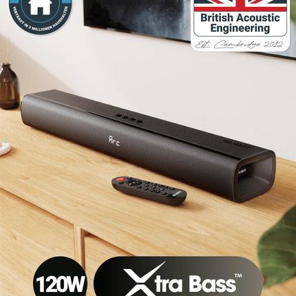 MAJORITY Naga 60 heliriba teleritele | Teleri heliriba integreeritud subwooferiga | Bluetooth-heliriba HDMI ARC-ga | 120 W kõlar teleritele | 2.1 helisüsteem ekvalaiseriga | Seinale kinnitatav heliriba