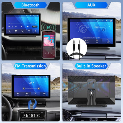 Hodozzy kaasaskantav autoraadio juhtmevaba Carplay Android Auto, 9-tolline HD IPS puuteekraan Airplay Mirrorlinkiga, Bluetooth käed-vabad kõned, Carplay jälgimine FM AUX TF kaardiga 7V-32V