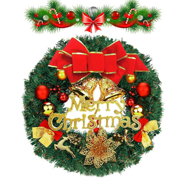 Christmas decoration wreath door, door wreath front door outside Christmas, Christmas wreath door wreath, ideal for decorating entrance doors, fireplaces, shop windows, rooms and Christmas trees, 30cm