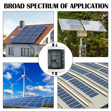 Surge protection PV, DC disconnect switch lightning protection circuit breaker 1 in 1 out 1 string 1000V DC 40A 20-40KA generator connection box IP65 waterproof solar connection box for photovoltaics