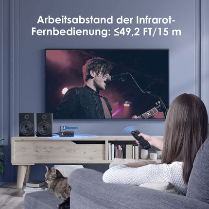 Fosi Audio BL20A Bluetooth 5.0 kodukino stereovõimendi Mini Hi-Fi D-klassi integreeritud võimendi U-Disk AUX puldiga kodukõlaritele 100 vatti × 2