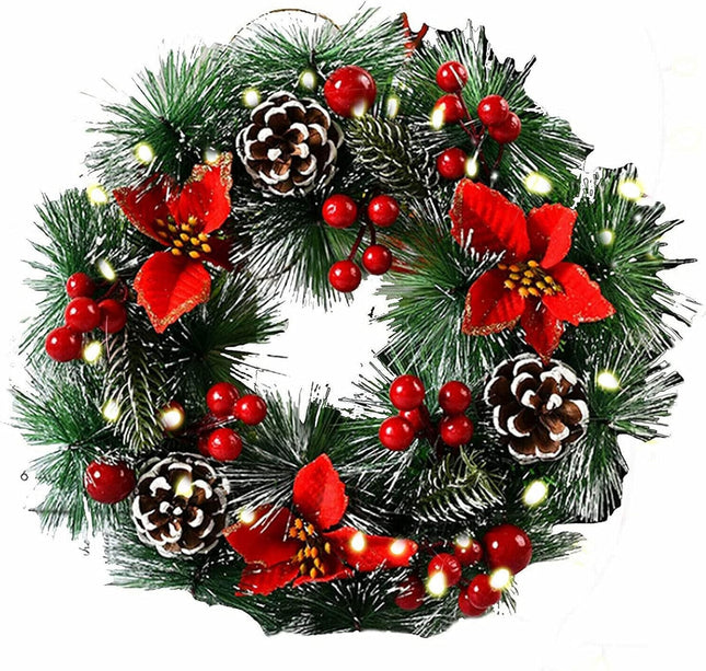 Christmas wreath, door wreath, Christmas, reusable, artificial wreath, front door decoration, fir wreath, balls, flowers for window, door, fireplace, wall decoration