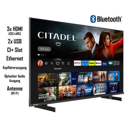 Toshiba 43QF5D63DA 43 inch QLED TV/Fire TV (4K Ultra HD, HDR Dolby Vision, Smart TV, Triple Tuner, Alexa Built-In, Bluetooth, Sound by Onkyo) [2023], black