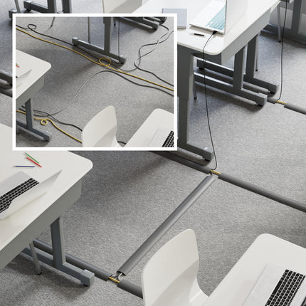 D-Line CC-2 Floor Cable Duct Trip Protection, Floor Cable Protector - 1.8-meter length - Cable cavity = 17mm (W) x 9mm (H) - Gray