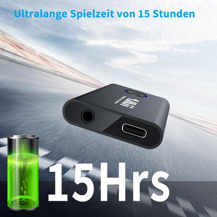 1Mii Bluetooth 5.3 adapter teleri ja kõrvaklappide ühendamiseks, 2-ühes saatja ja vastuvõtja, aptX adaptiivne ja HD juhtmevaba heli saatja ja vastuvõtja pesa 3.5 stereosüsteemile, lennukile ja MP3-le - täiustatud