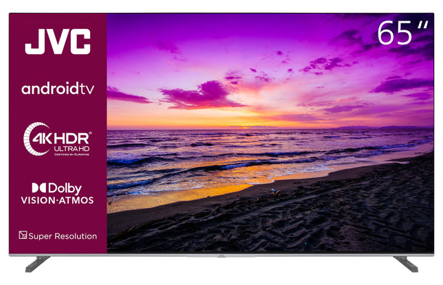 JVC LT-65VA7255 65-tolline televiisor/Android TV (4K Ultra HD, HDR Dolby Vision, kolmekordne tuuner, Bluetooth, Dolby Atmos) [2023], must