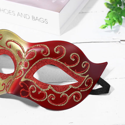 Oidea Veneetsia retro mask meestele: Veneetsia mask meestele, vintage stiilis, karneval, halloweeni kostüüm, kokteilipidu, mardi gras mask, punane